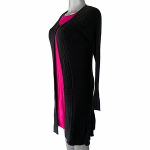 EXPRESS Ribbed Knit Duster Cardigan Open Front Long Sweater Lrg Travel Steampunk